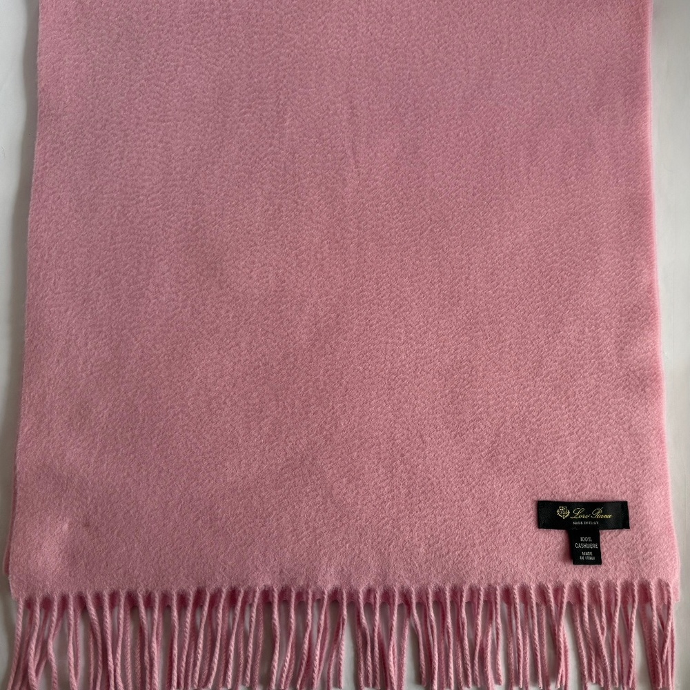 LORO PIANA 100% Cashmere Scarf With Fringe__Pink